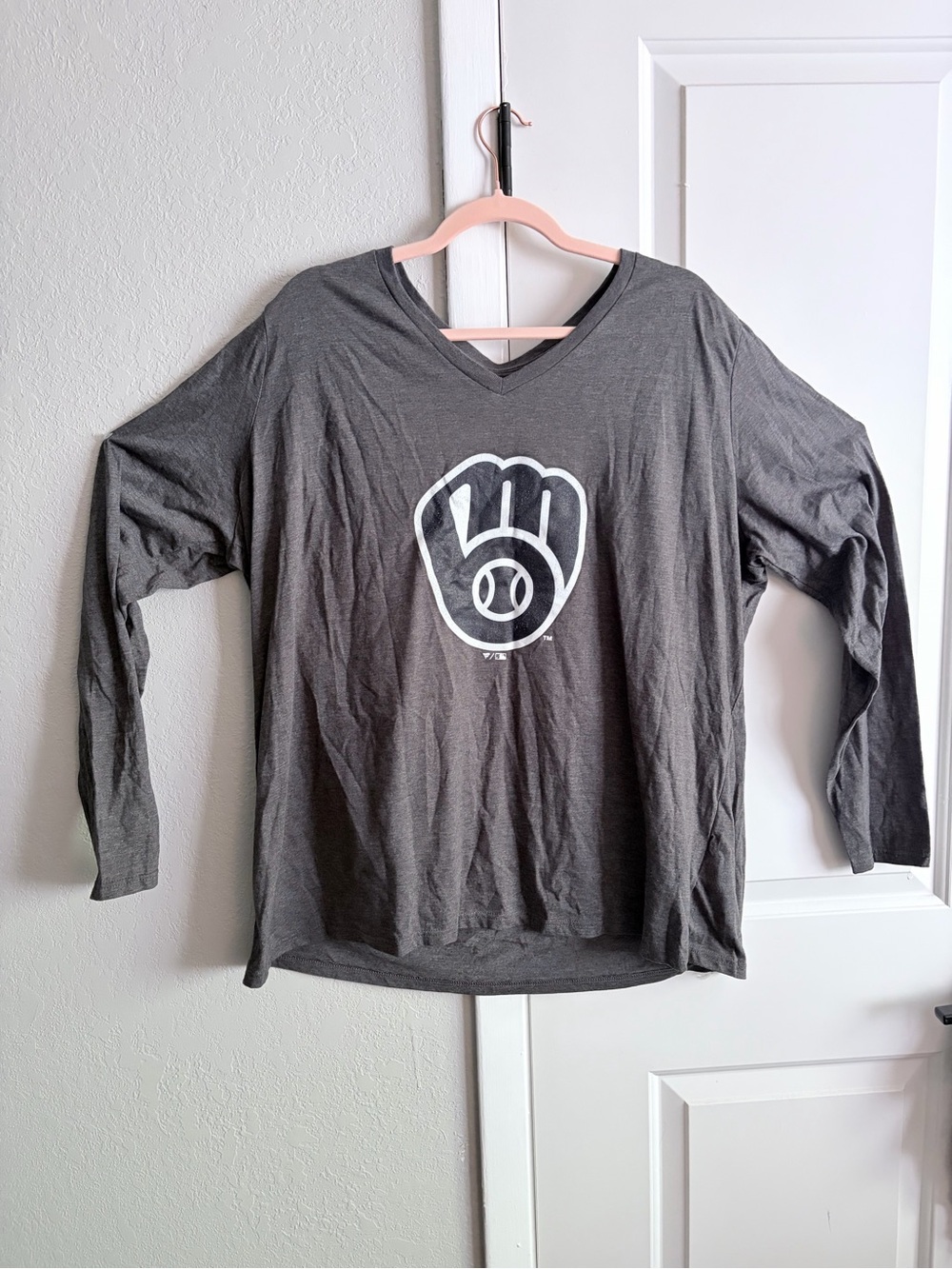 Fanatics Milwaukee Brewers MLB Long Sleeve Shirt Gray Size 3XL